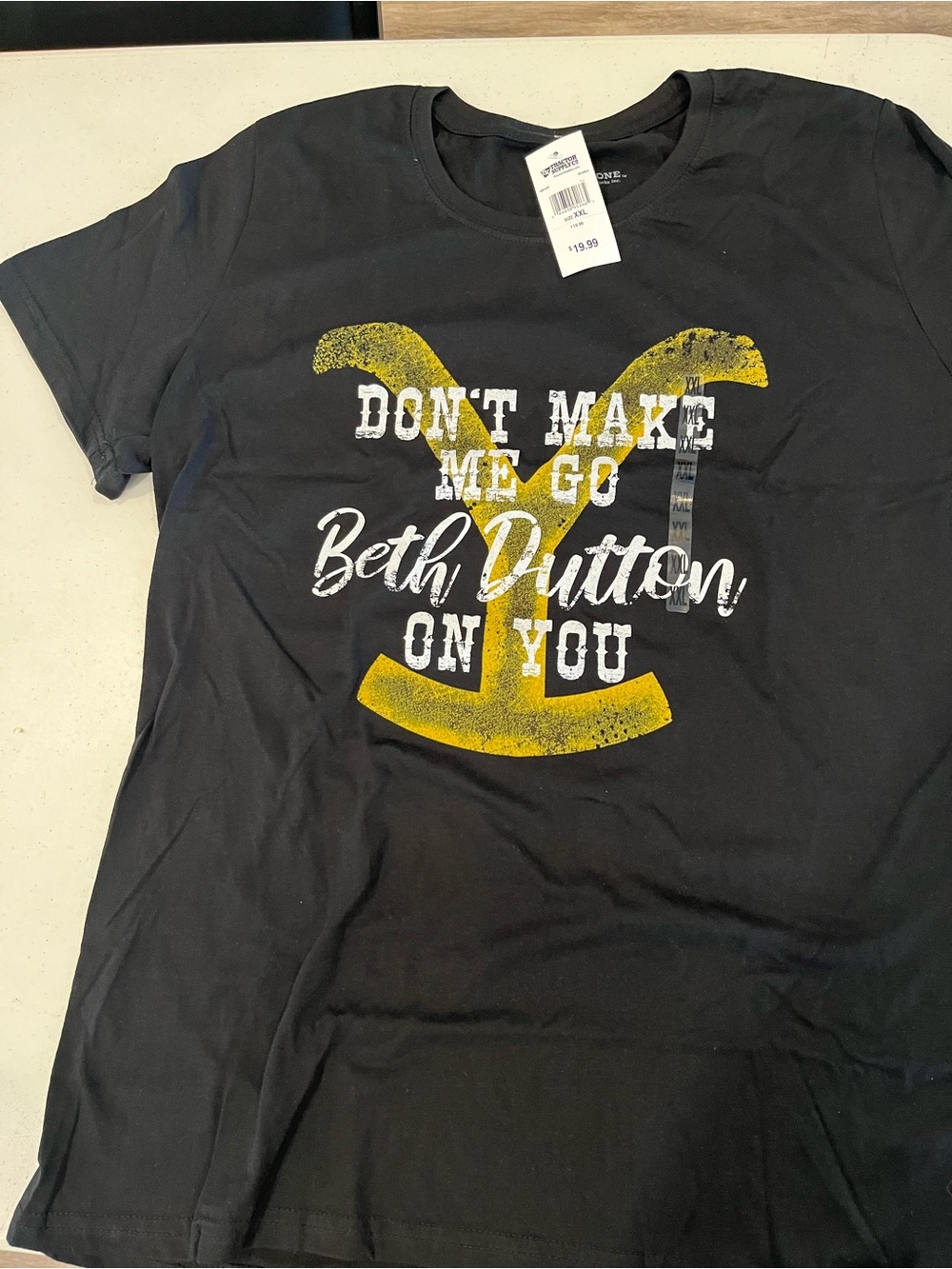 Beth Dutton Graphic Tee - Black with Yellow Accent XL